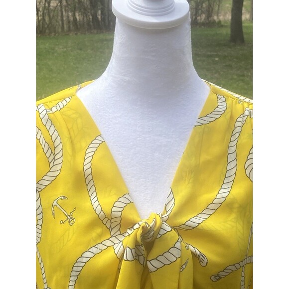Cabi Reef Knot Women Sz Small Yellow Peplum Blouse Zipper Nautical Sailing - Picture 2 of 16